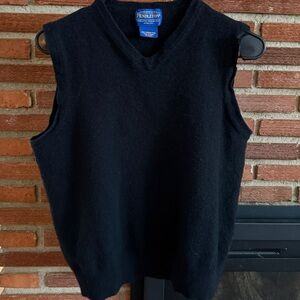 Pendleton Merino Wool V-Neck Black Sweater Vest